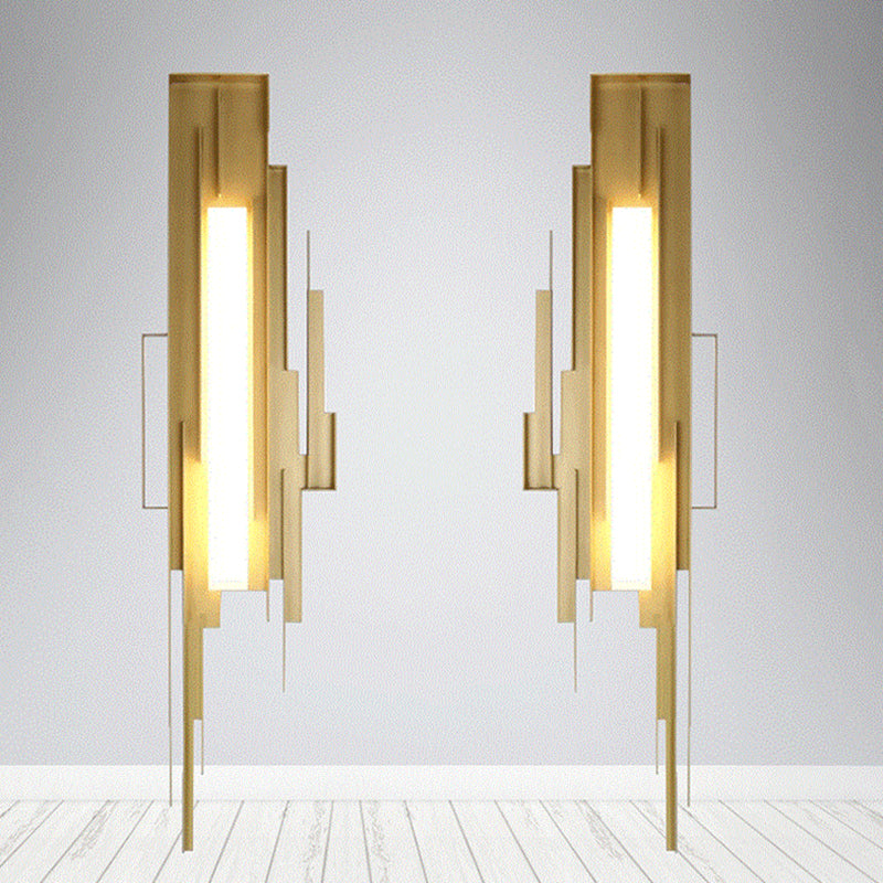 Luz de pared de metal de sombra única estilo moderno 1 lámpara de montaje de pared ligera en oro