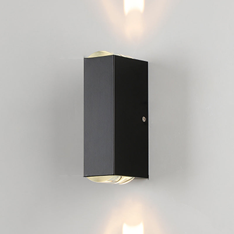 Luz de pared de metal de forma cuadrada estilo moderno de 2 luces lámpara de montaje de pared en negro