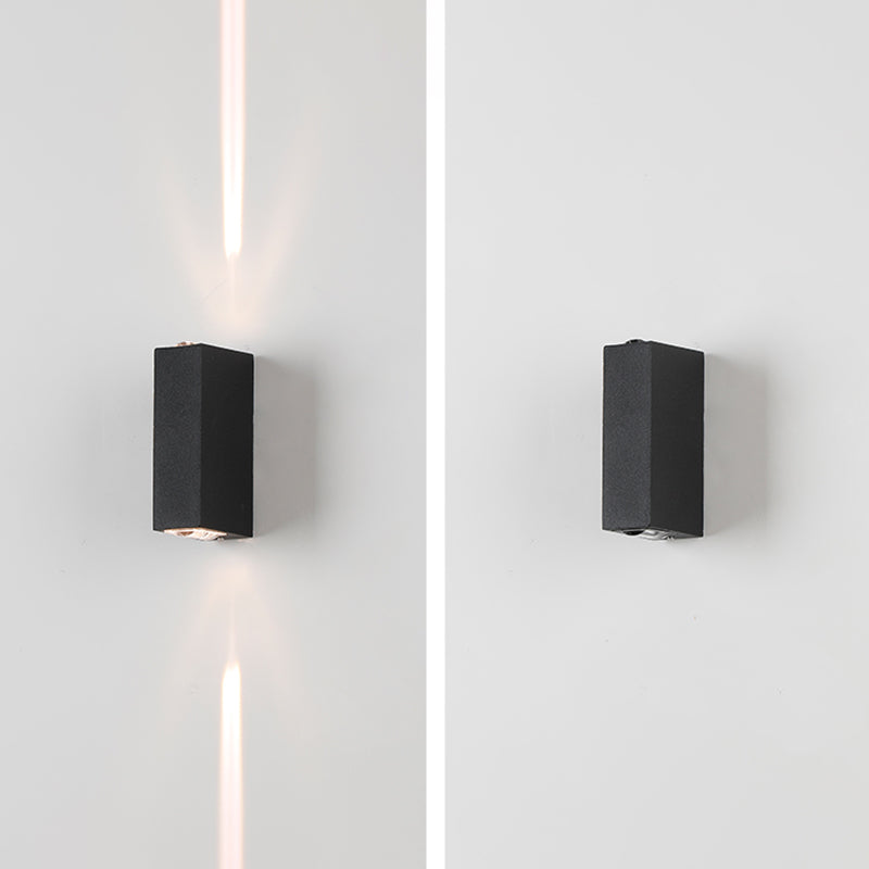 Luz de pared de metal de forma cuadrada estilo moderno de 2 luces lámpara de montaje de pared en negro