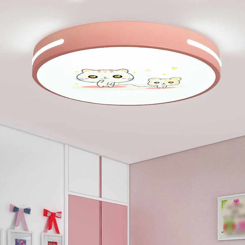 Modern Macaroon LED Ceiling Lamp Iron Round Shape Flush Mount for Bedroom