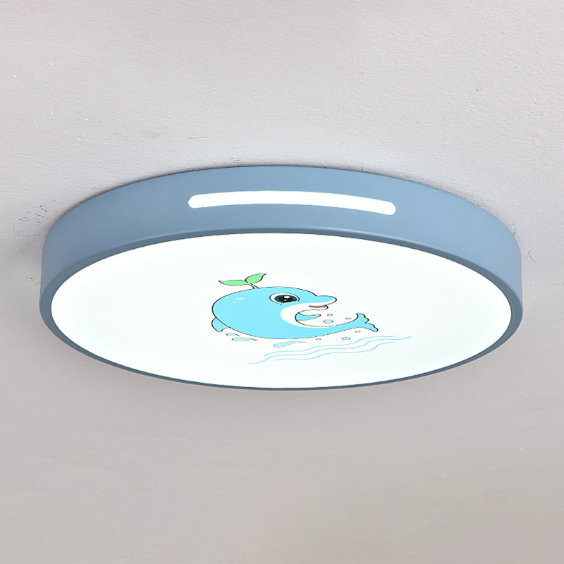 Modern Macaroon LED Ceiling Lamp Iron Round Shape Flush Mount for Bedroom