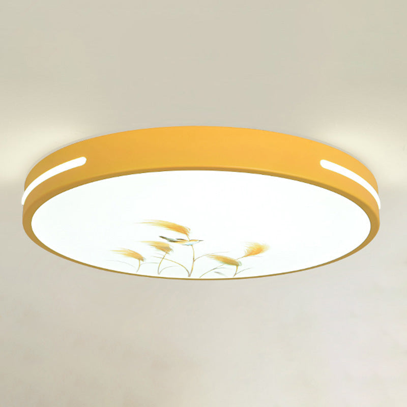 Modern Macaroon LED Ceiling Lamp Iron Round Shape Flush Mount for Bedroom