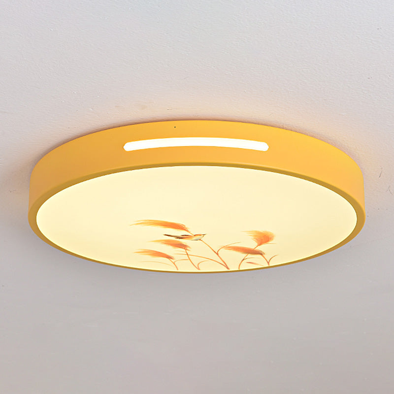 Modern Macaroon LED Ceiling Lamp Iron Round Shape Flush Mount for Bedroom