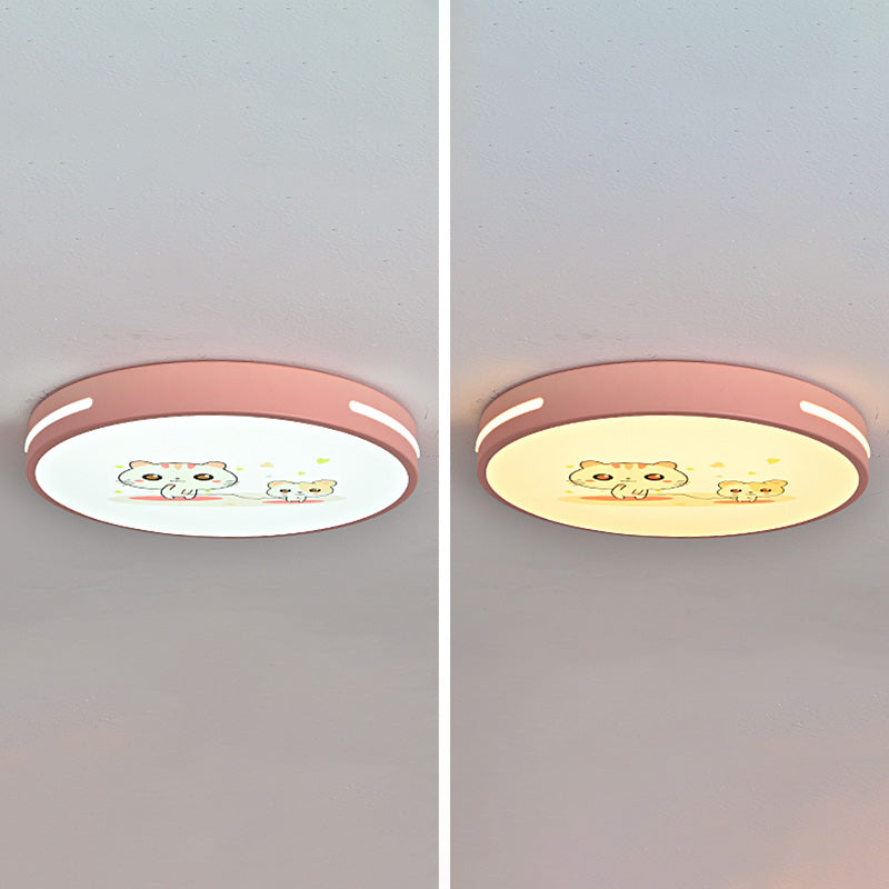 Modern Macaroon LED Ceiling Lamp Iron Round Shape Flush Mount for Bedroom