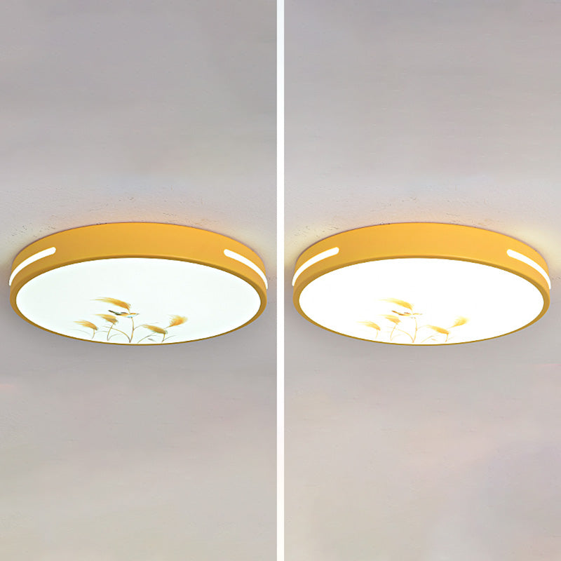 Lampada da soffitto moderna a LED Macaroon in ferro di forma rotonda con montaggio ad incasso per camera da letto