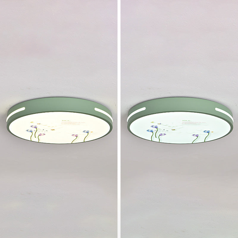 Modern Macaroon LED Ceiling Lamp Iron Round Shape Flush Mount for Bedroom