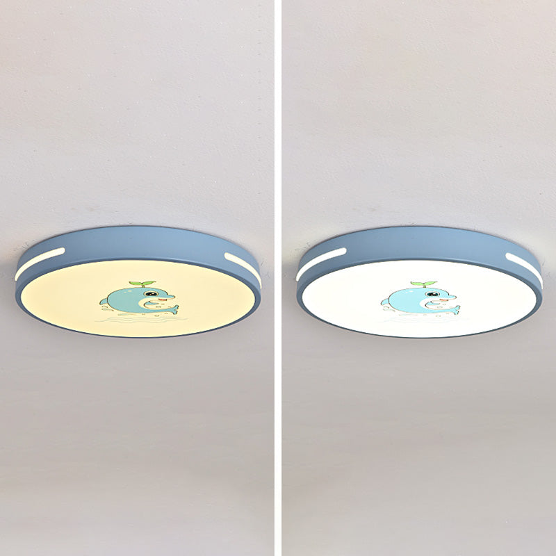 Modern Macaroon LED Ceiling Lamp Iron Round Shape Flush Mount for Bedroom