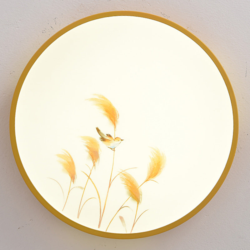 Modern Macaroon LED Ceiling Lamp Iron Round Shape Flush Mount for Bedroom