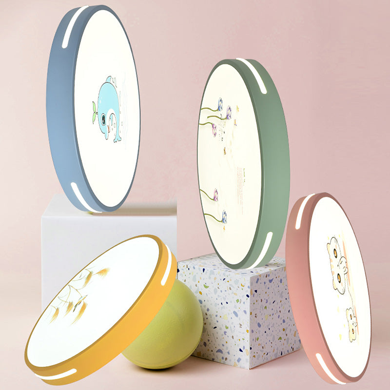 Modern Macaroon LED Ceiling Lamp Iron Round Shape Flush Mount for Bedroom