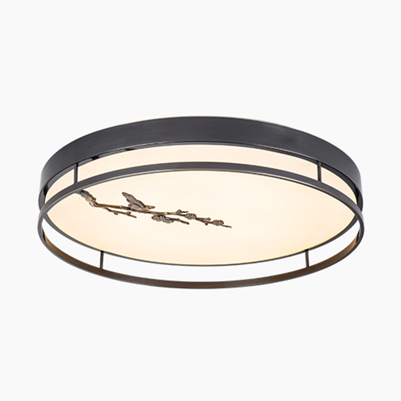 Lámpara empotrada de forma redonda Lámpara de techo empotrada de metal moderno con 1 luz en negro