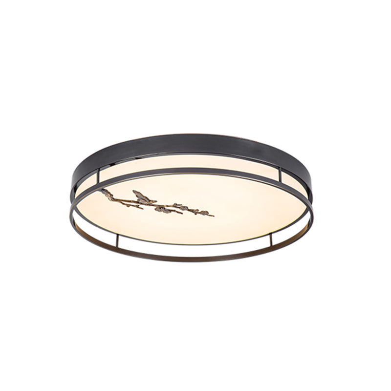 Lámpara empotrada de forma redonda Lámpara de techo empotrada de metal moderno con 1 luz en negro