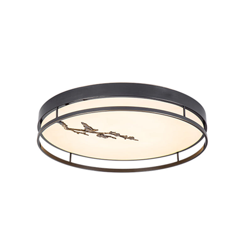 Lámpara empotrada de forma redonda Lámpara de techo empotrada de metal moderno con 1 luz en negro