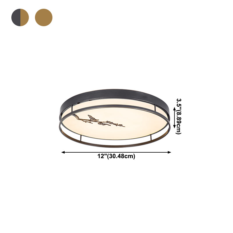 Lámpara empotrada de forma redonda Lámpara de techo empotrada de metal moderno con 1 luz en negro