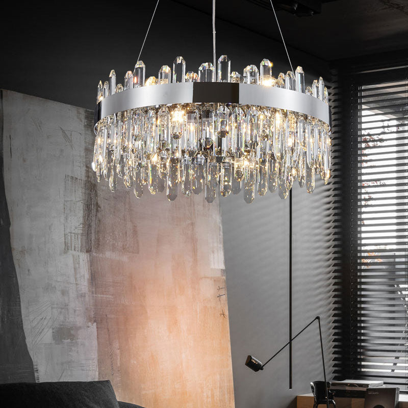 Wielvorm kroonluchter licht modern kristal 1-licht kroonluchter verlichtingsarmatuur in zilver