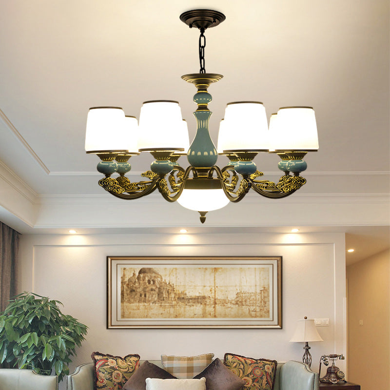 Cylinder Shape Pendant Lights Modern Style Glass Chandelier Light Fixtures