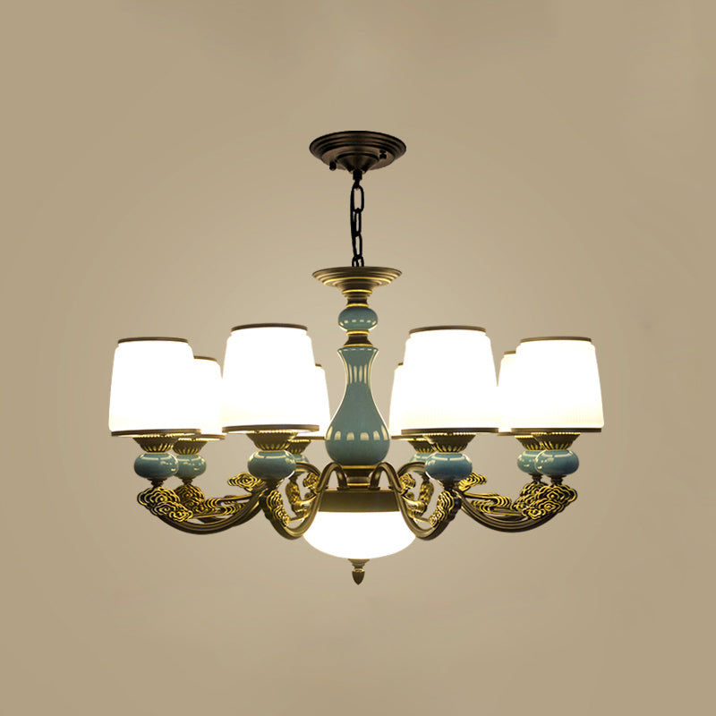 Cylinder Shape Pendant Lights Modern Style Glass Chandelier Light Fixtures