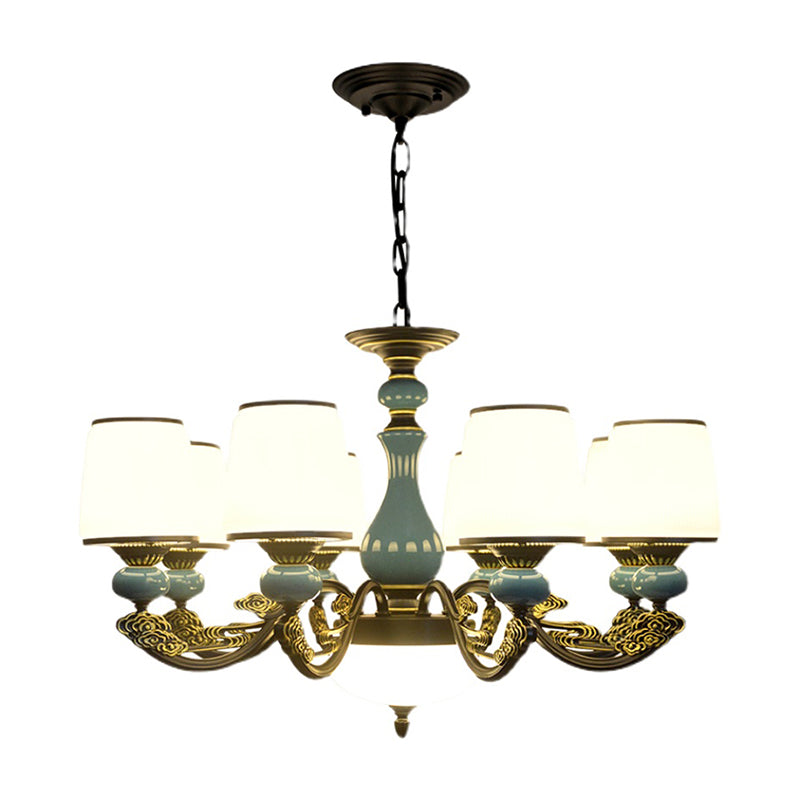 Cylinder Shape Pendant Lights Modern Style Glass Chandelier Light Fixtures