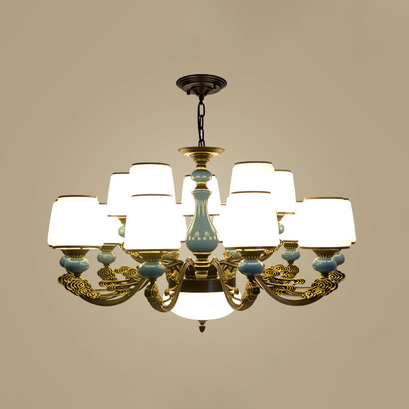 Cylinder Shape Pendant Lights Modern Style Glass Chandelier Light Fixtures