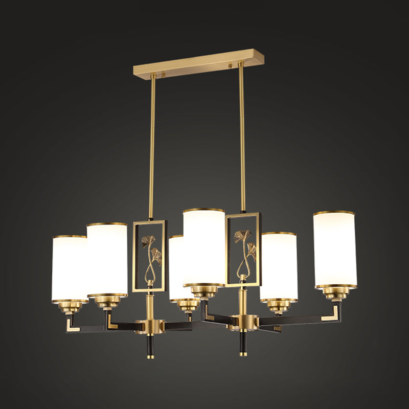 Cylinder Shape Pendant Lights Modern Style Glass Chandelier Lights