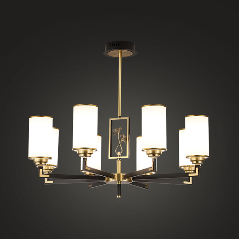 Cylinder Shape Pendant Lights Modern Style Glass Chandelier Lights