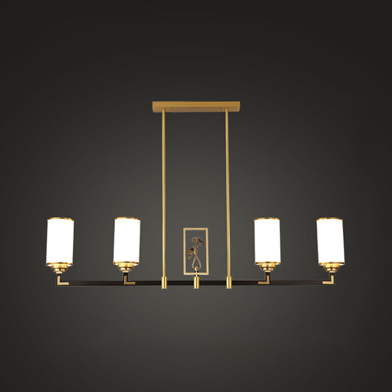 Cylinder Shape Pendant Lights Modern Style Glass Chandelier Lights