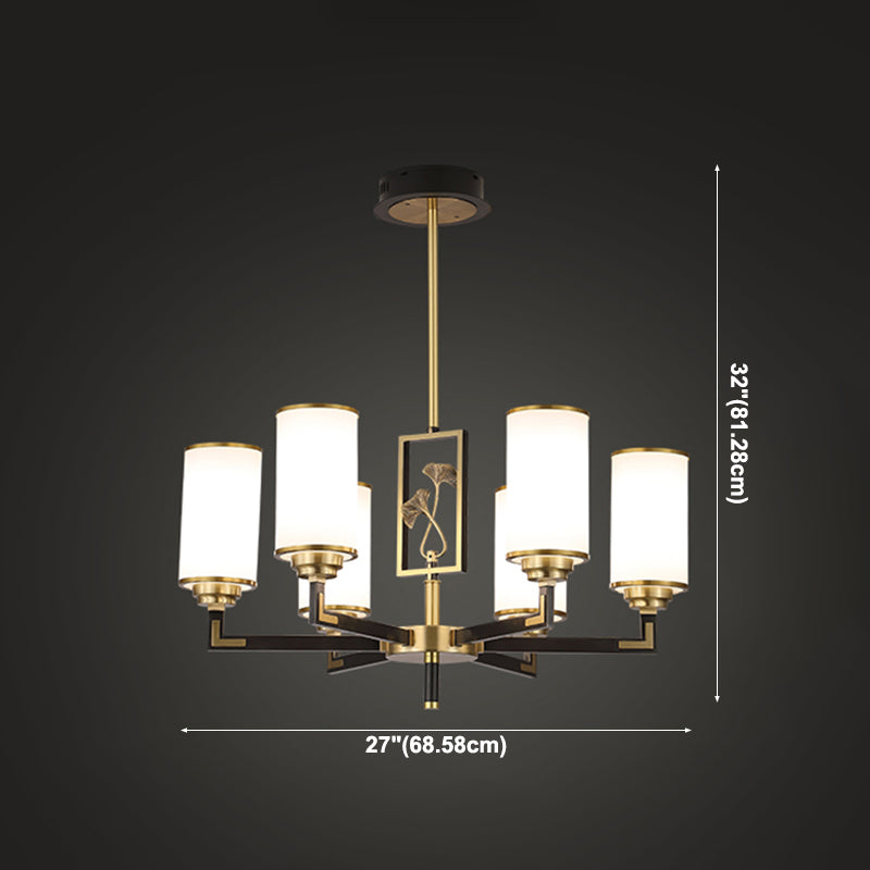 Cylinder Shape Pendant Lights Modern Style Glass Chandelier Lights