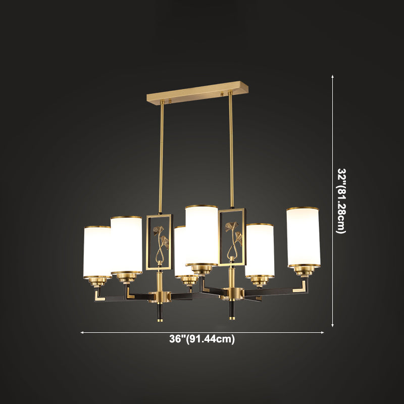 Cylinder Shape Pendant Lights Modern Style Glass Chandelier Lights