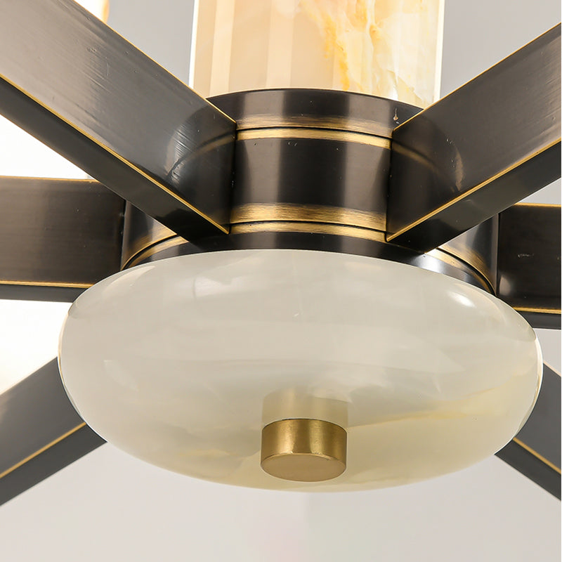 Cylindrical Shape Pendant Lights Modern Style Glass Chandelier Lights in Gold