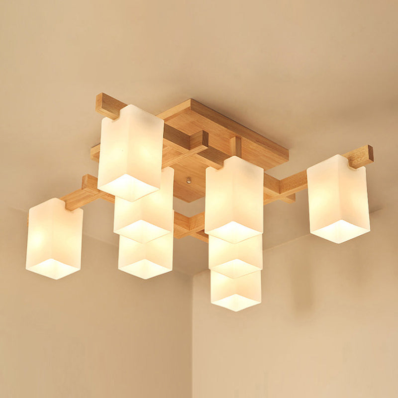 Wooden Ceiling Mount Lamp Modern Style Beige Ceiling Mounted Fixture