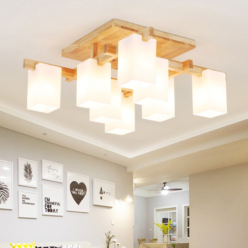 Wooden Ceiling Mount Lamp Modern Style Beige Ceiling Mounted Fixture