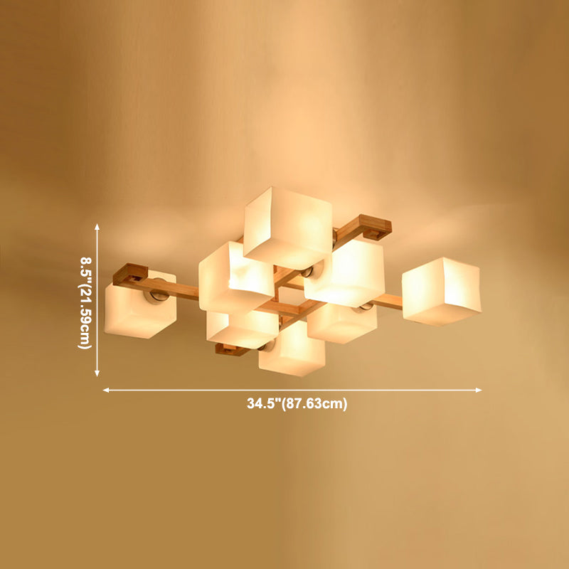 Wooden Ceiling Mount Lamp Modern Style Beige Ceiling Mounted Fixture