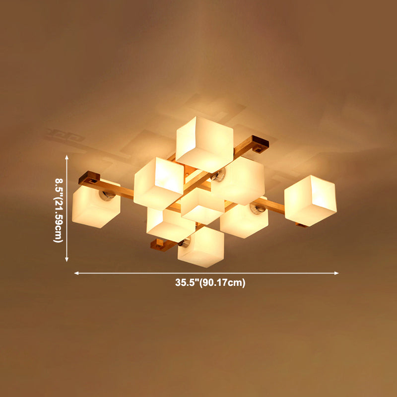Wooden Ceiling Mount Lamp Modern Style Beige Ceiling Mounted Fixture