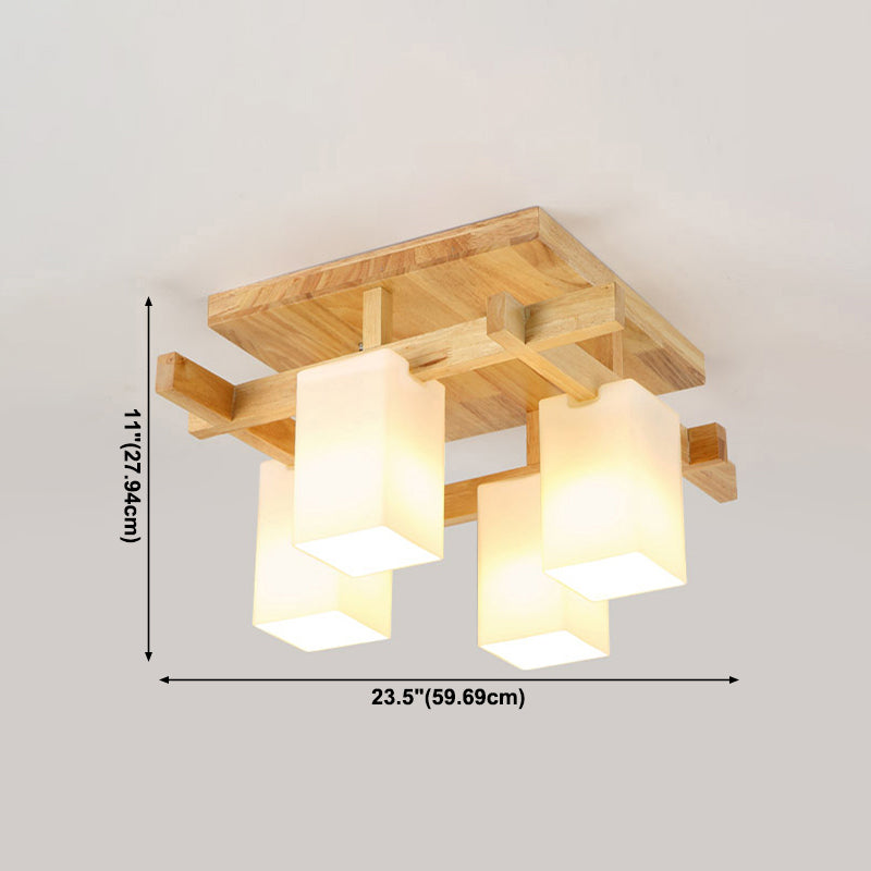Wooden Ceiling Mount Lamp Modern Style Beige Ceiling Mounted Fixture