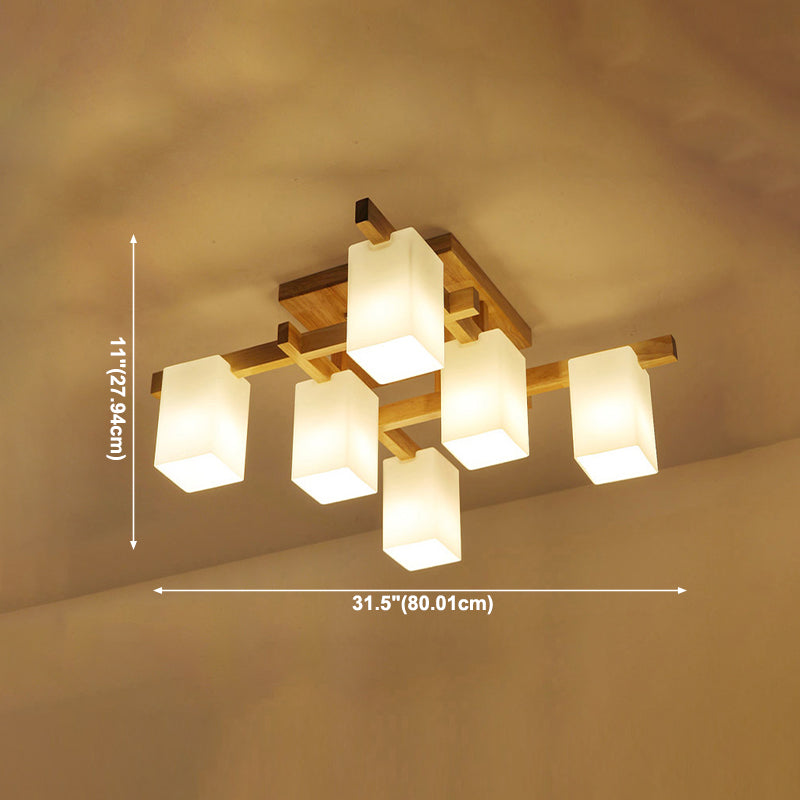 Wooden Ceiling Mount Lamp Modern Style Beige Ceiling Mounted Fixture