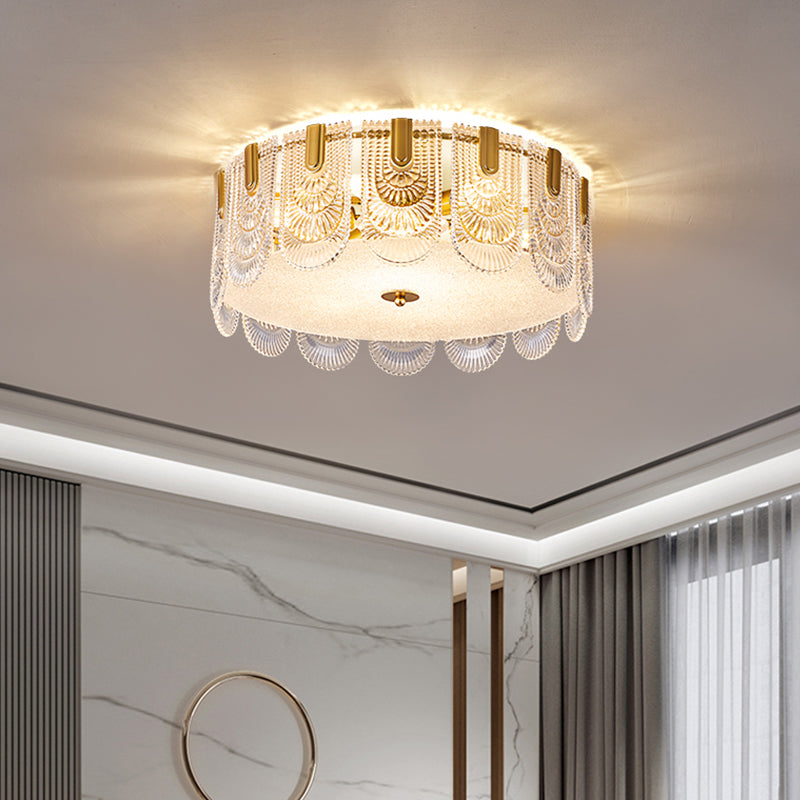 Simple Flush Mount Ceiling Lighting Contemporary Glass Ceiling Light in Gold