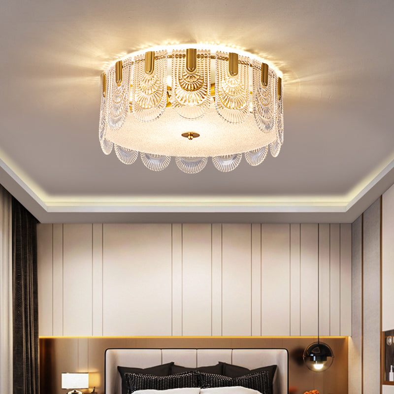 Simple Flush Mount Ceiling Lighting Contemporary Glass Ceiling Light in Gold