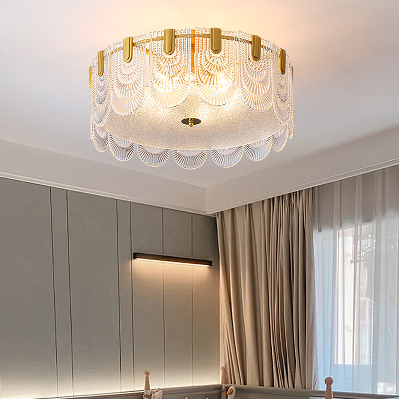 Simple Flush Mount Ceiling Lighting Contemporary Glass Ceiling Light in Gold