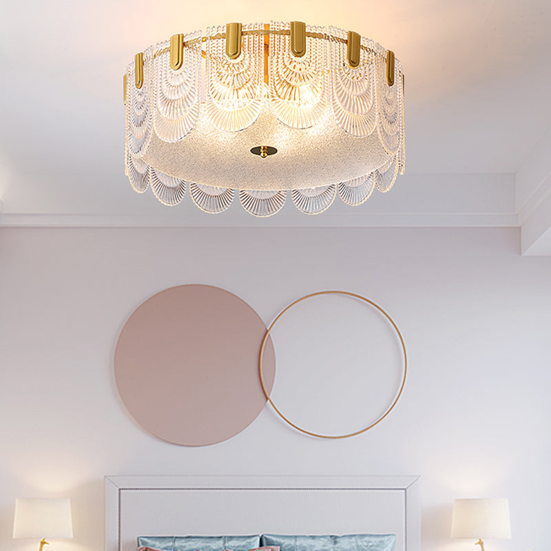 Simple Flush Mount Ceiling Lighting Contemporary Glass Ceiling Light in Gold