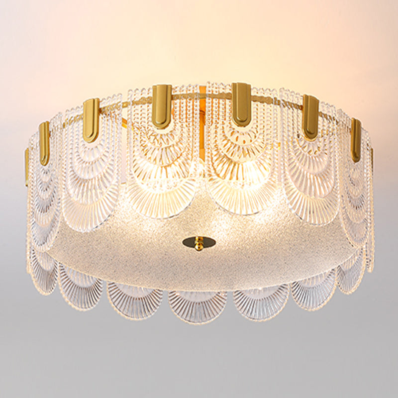Simple Flush Mount Ceiling Lighting Contemporary Glass Ceiling Light in Gold