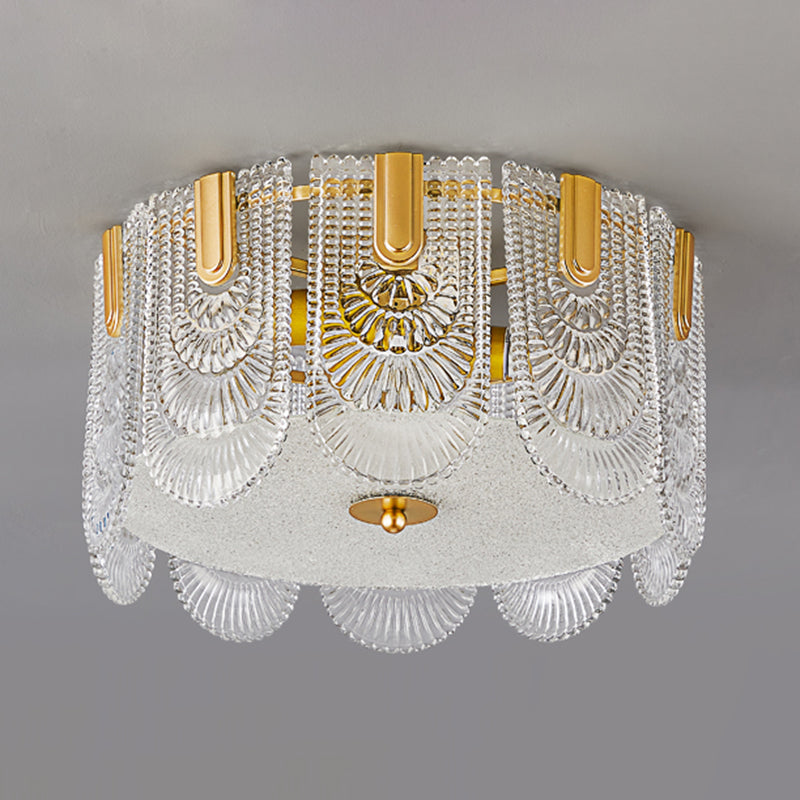 Simple Flush Mount Ceiling Lighting Contemporary Glass Ceiling Light in Gold