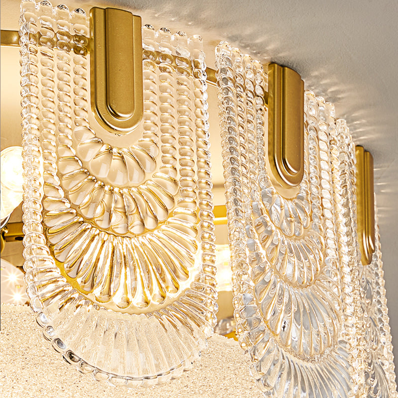 Simple Flush Mount Ceiling Lighting Contemporary Glass Ceiling Light in Gold