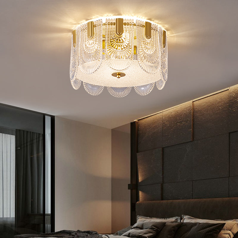 Simple Flush Mount Ceiling Lighting Contemporary Glass Ceiling Light in Gold