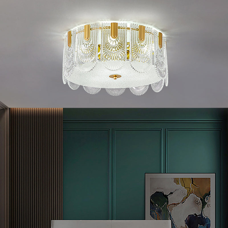 Simple Flush Mount Ceiling Lighting Contemporary Glass Ceiling Light in Gold