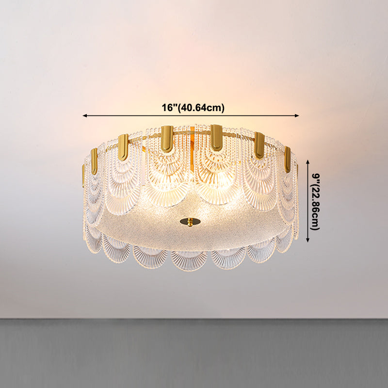 Simple Flush Mount Ceiling Lighting Contemporary Glass Ceiling Light in Gold