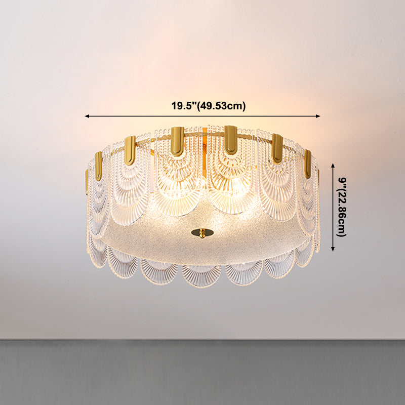 Simple Flush Mount Ceiling Lighting Contemporary Glass Ceiling Light in Gold