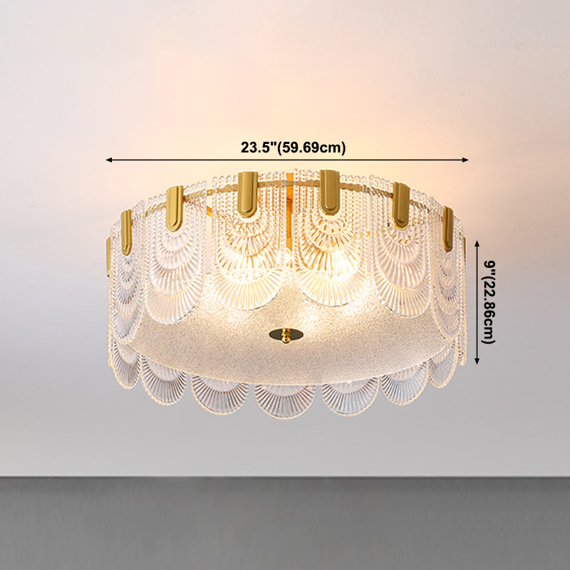 Simple Flush Mount Ceiling Lighting Contemporary Glass Ceiling Light in Gold