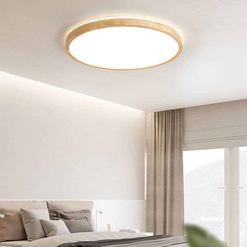 Plafoniera moderna a LED in legno con montaggio a incasso rotondo
