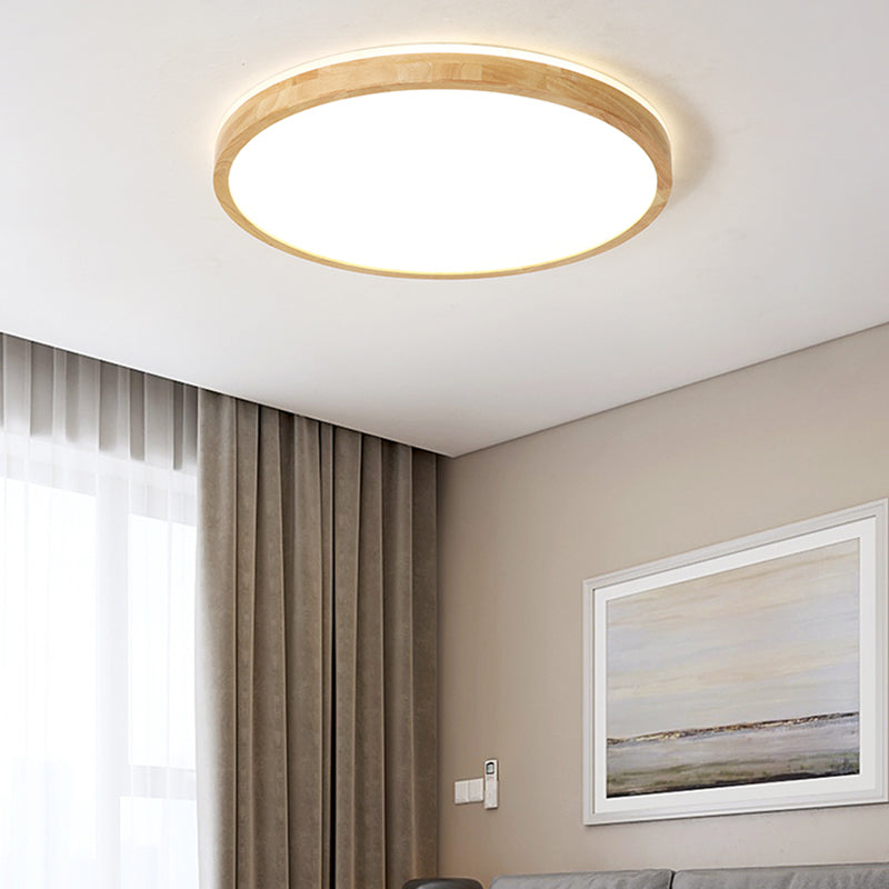 Plafoniera moderna a LED in legno con montaggio a incasso rotondo