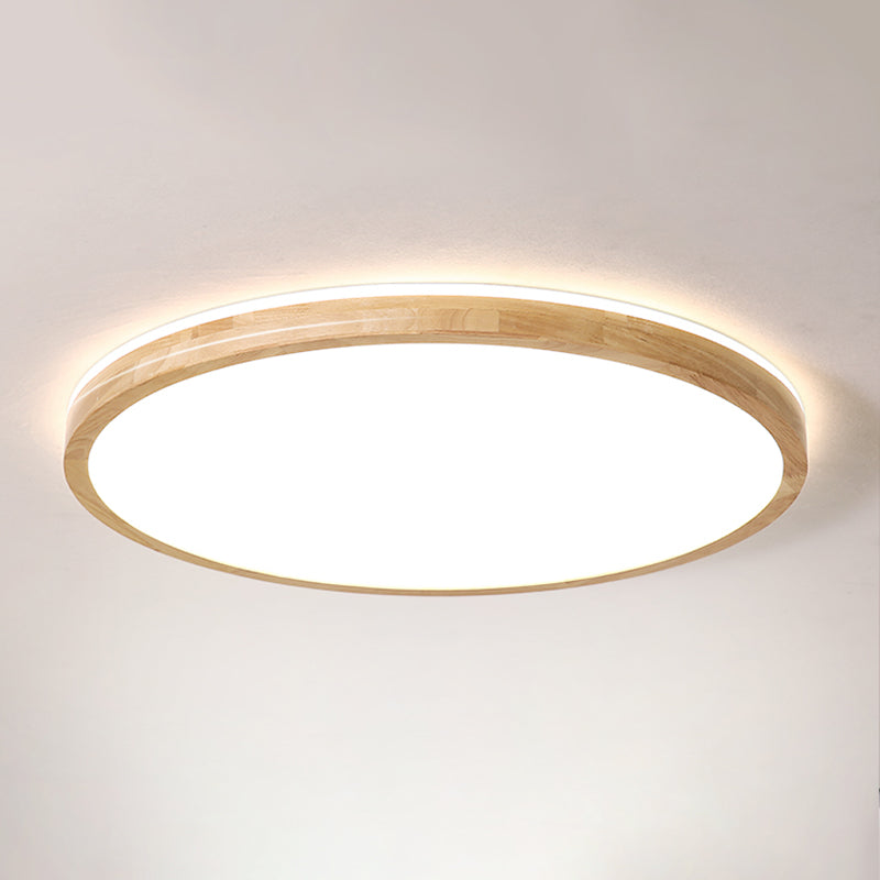 Plafoniera moderna a LED in legno con montaggio a incasso rotondo