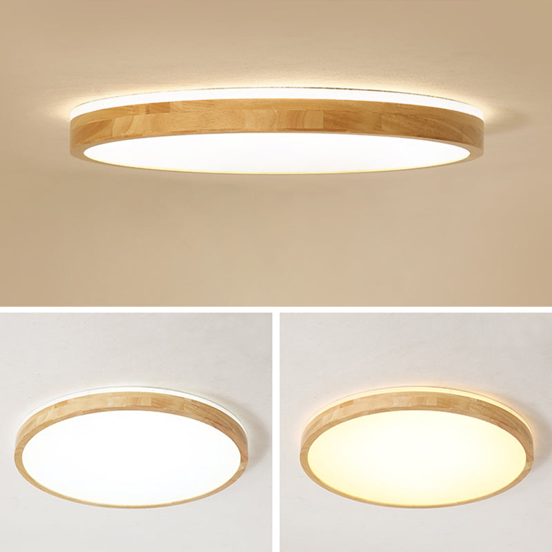 Plafoniera moderna a LED in legno con montaggio a incasso rotondo